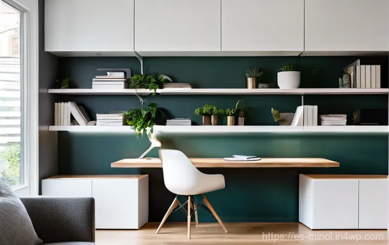 미니멀 인테리어에서의 기능 중심 디자인 - **Prompt:** A minimalist living room bathed in soft, natural light, showcasing functional design. Th...