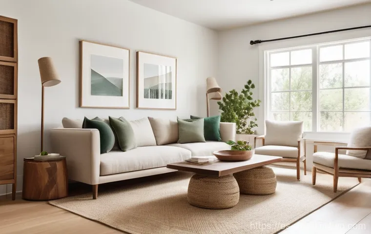 미니멀 인테리어에서의 공간 활용 극대화 - Prompt 1: Serene Warmth in a Minimalist Living Space** 미니멀 인테리어에서의 공간 활용 극대화 - Prompt 1: Serene Warmth in a Minimalist Living Space**