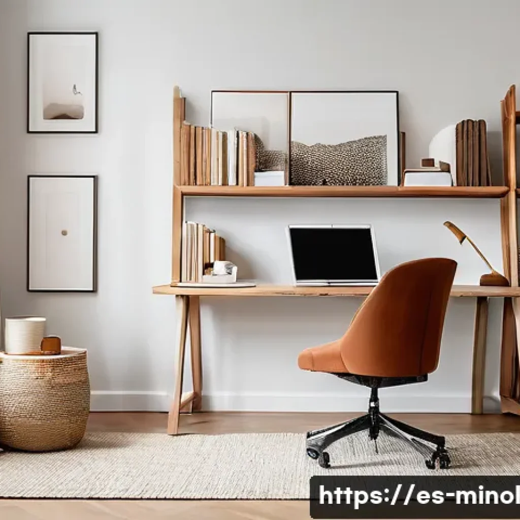 미니멀 인테리어와 퍼스널 브랜딩 - A modern professional home office featuring a minimalist design with clean lines and neutral tones s...