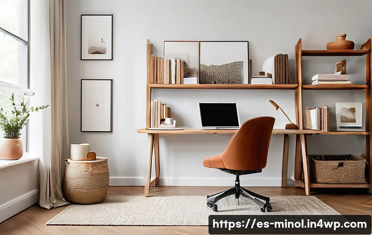 미니멀 인테리어와 퍼스널 브랜딩 - A modern professional home office featuring a minimalist design with clean lines and neutral tones s...