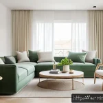 미니멀 인테리어와 심플 라이프 - A bright and serene modern living room designed for a Spanish-speaking family, featuring minimalist ...