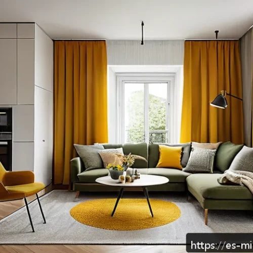 미니멀 인테리어의 차별화된 접근법 - A modern small apartment living room showcasing multifunctional furniture: a sleek sofa bed with cle...